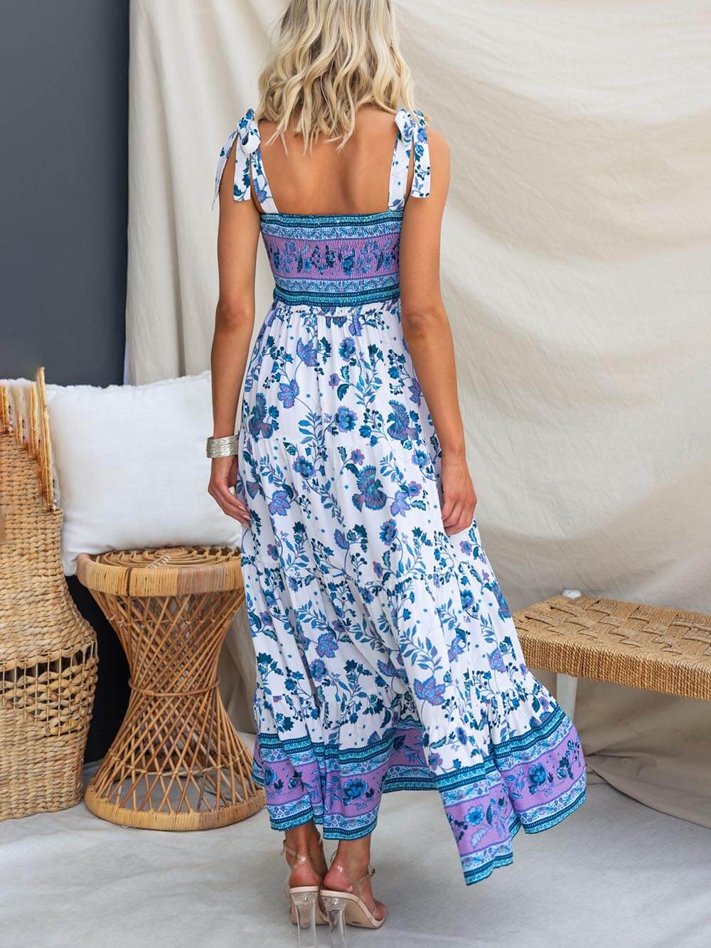 Signature Printed Stretchy Bustier Maxi Dress