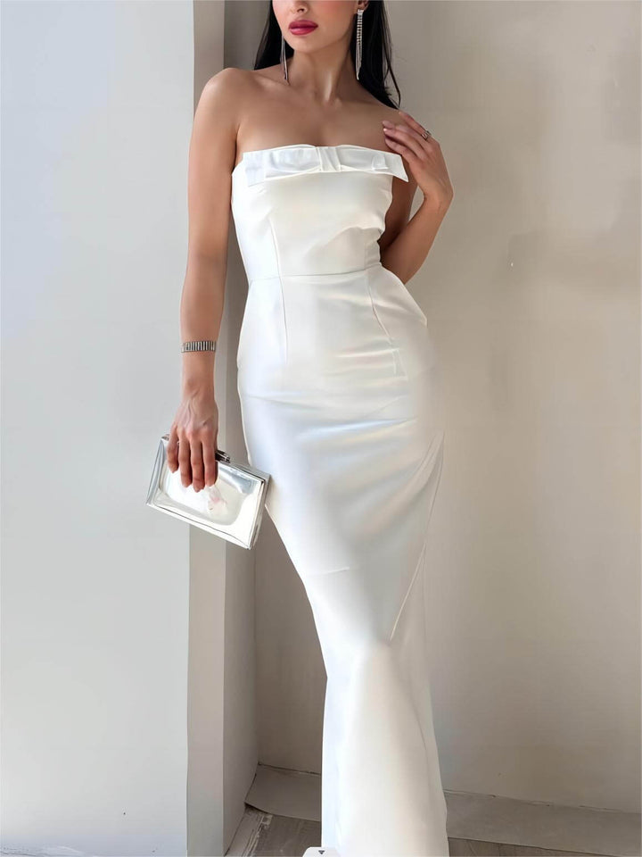 Bow Strapless Maxi Dresses
