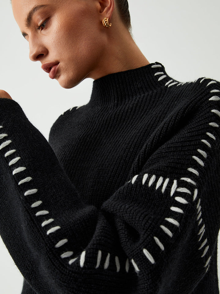 Warda™ | Turtleneck jumper with piqué stitch details