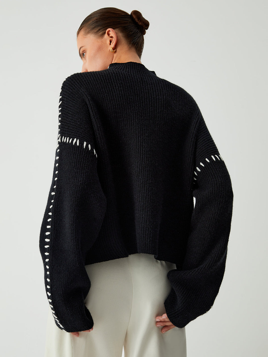 Warda™ | Turtleneck jumper with piqué stitch details