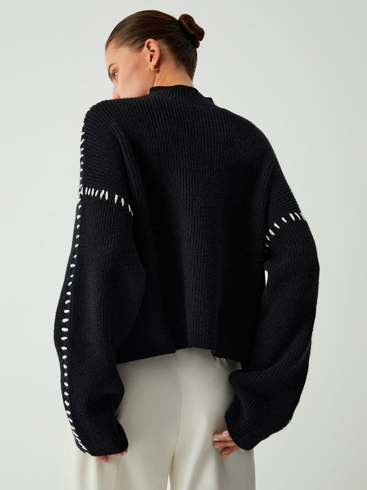 Warda™ | Turtleneck jumper with piqué stitch details