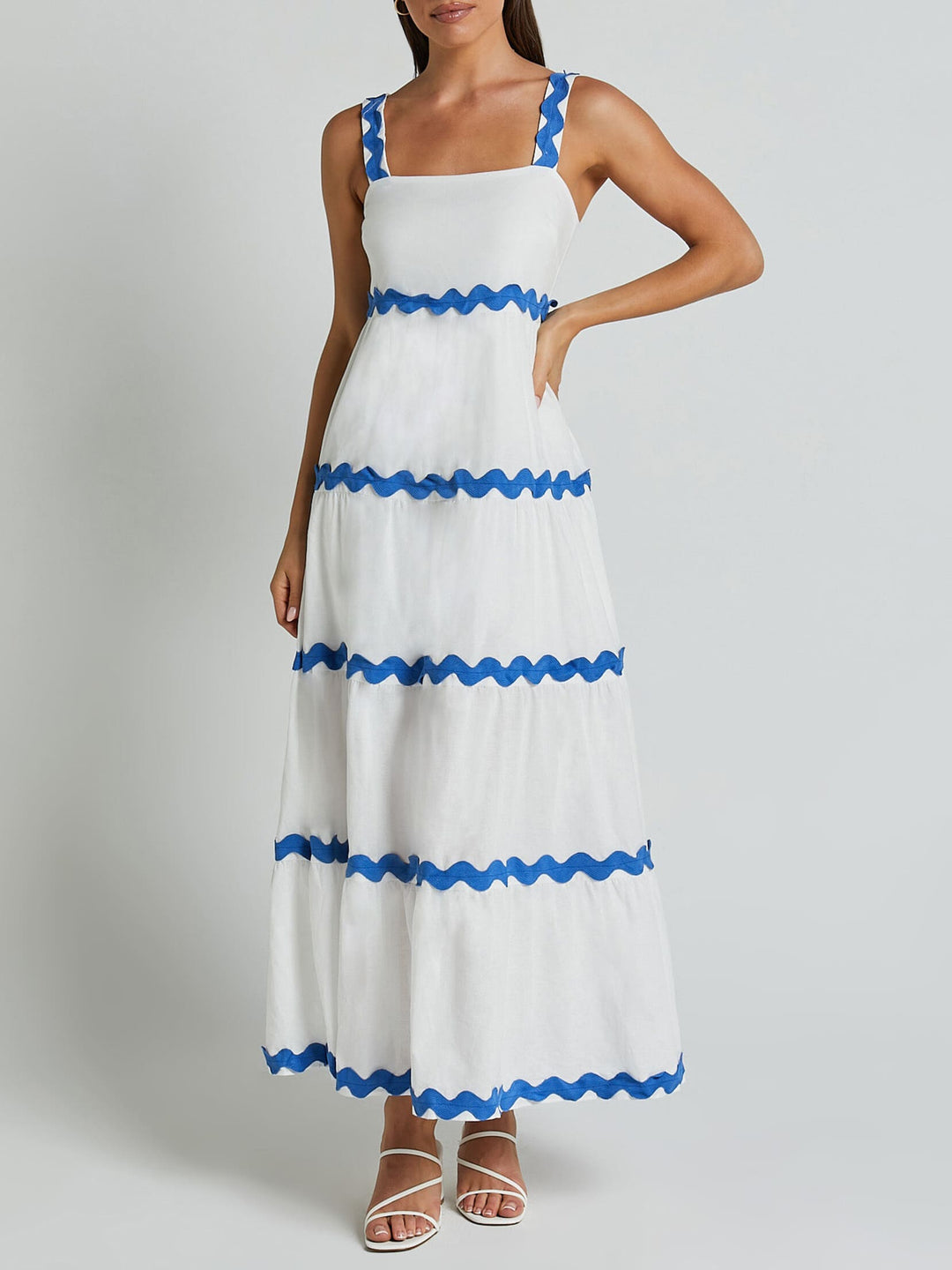 Simple Ripple Bandeau Slip Dress