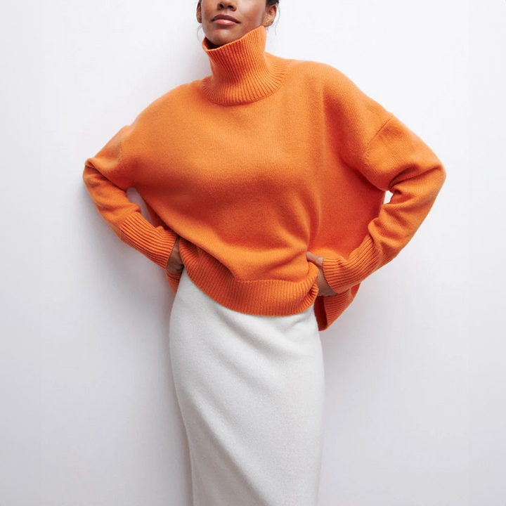 Damia™ | Cosy chic turtleneck jumper in camel